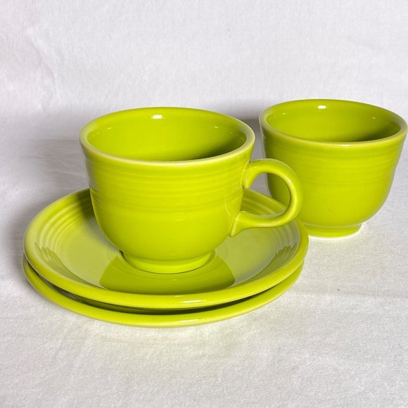 Fiesta Flat Cup & Saucer Set Of Two 2 Lemongrass by HOMER LAUGHLIN USA - Picture 2 of 12